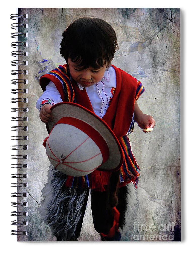 Boy Spiral Notebook featuring the photograph Cuenca Kids 944 by Al Bourassa