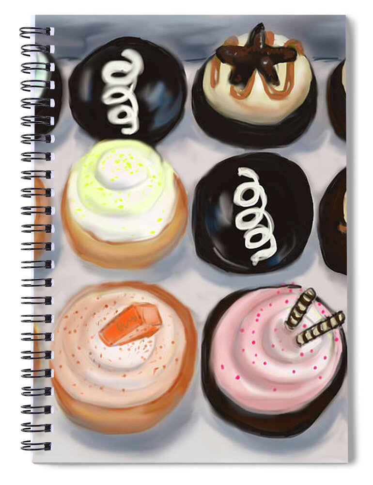 Cupcakes Spiral Notebook featuring the painting Cupcake Charlies by Jean Pacheco Ravinski