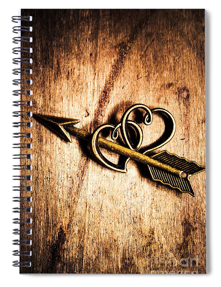 Heart Spiral Notebook featuring the photograph Cupid arrow and hearts by Jorgo Photography