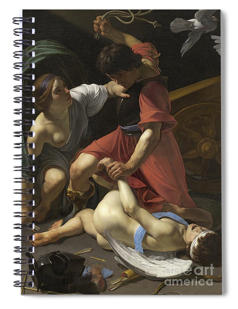 Cupid Chastised Spiral Notebook featuring the painting Cupid Chastised by Bartolomeo Manfredi