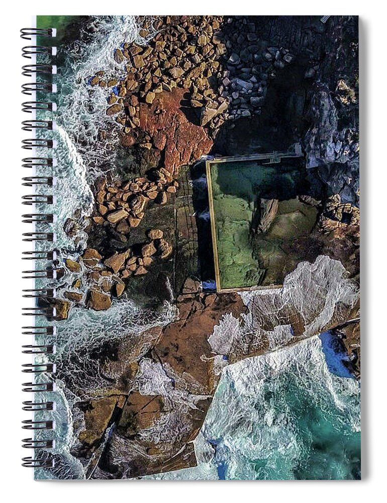 Chriscousins Spiral Notebook featuring the photograph Curl Curl Pool by Chris Cousins