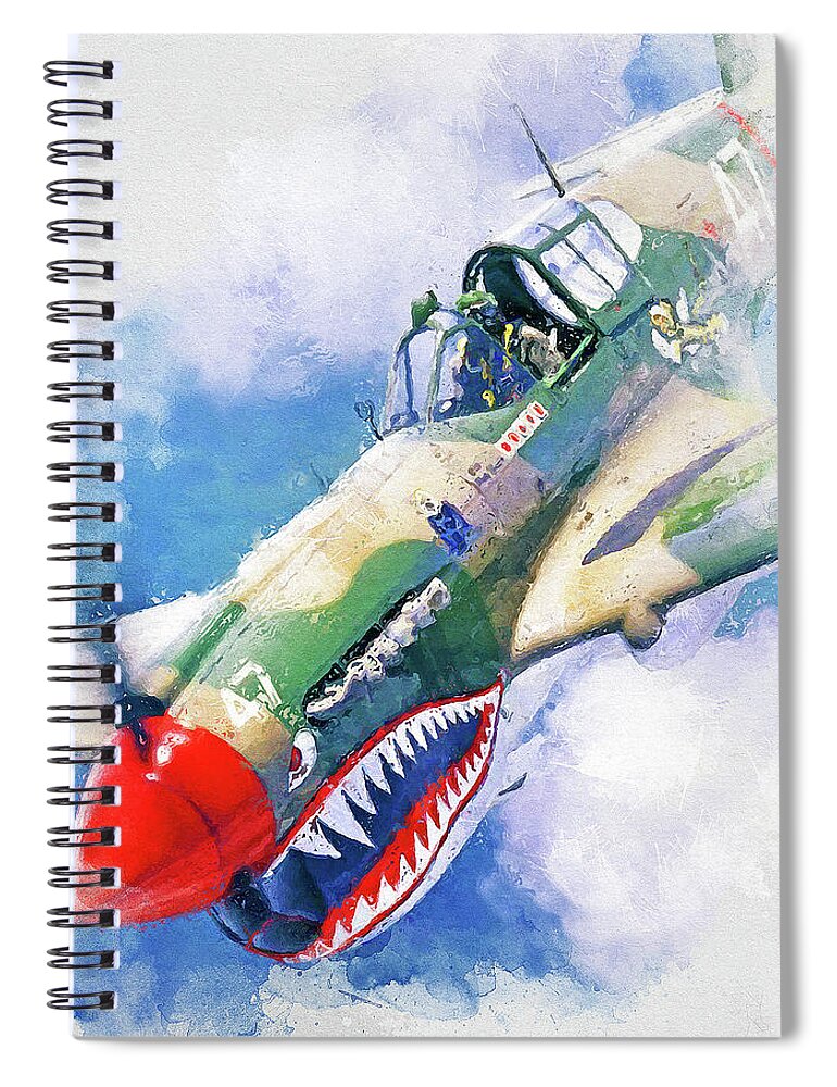 Curtis Spiral Notebook featuring the painting Curtis P-40 - 10 by AM FineArtPrints