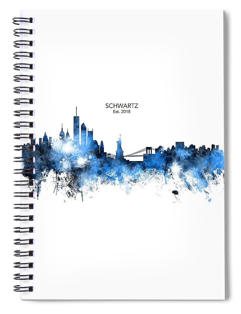 Custom New York Skyline Spiral Notebook featuring the digital art Custom New York Skyline by Michael Tompsett