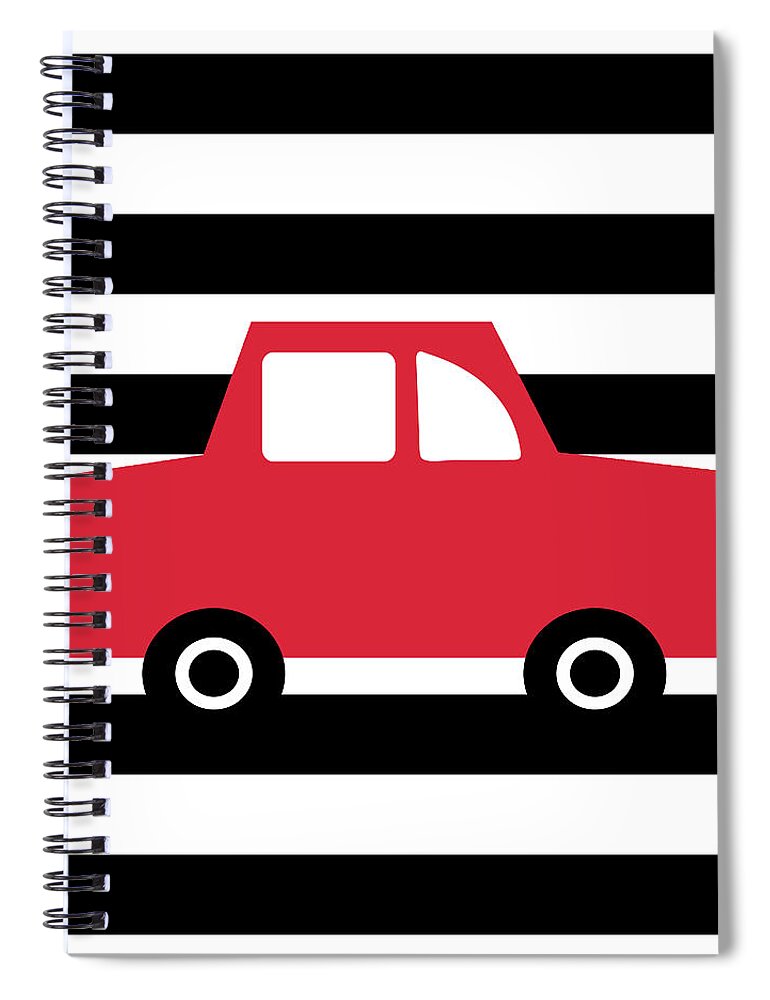 Cars Spiral Notebook featuring the digital art Cute Red Car- Art by Linda Woods by Linda Woods