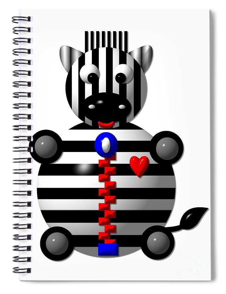 Cute Zebra With A Zipper Spiral Notebook featuring the digital art Cute Zebra with a Zipper by Rose Santuci-Sofranko