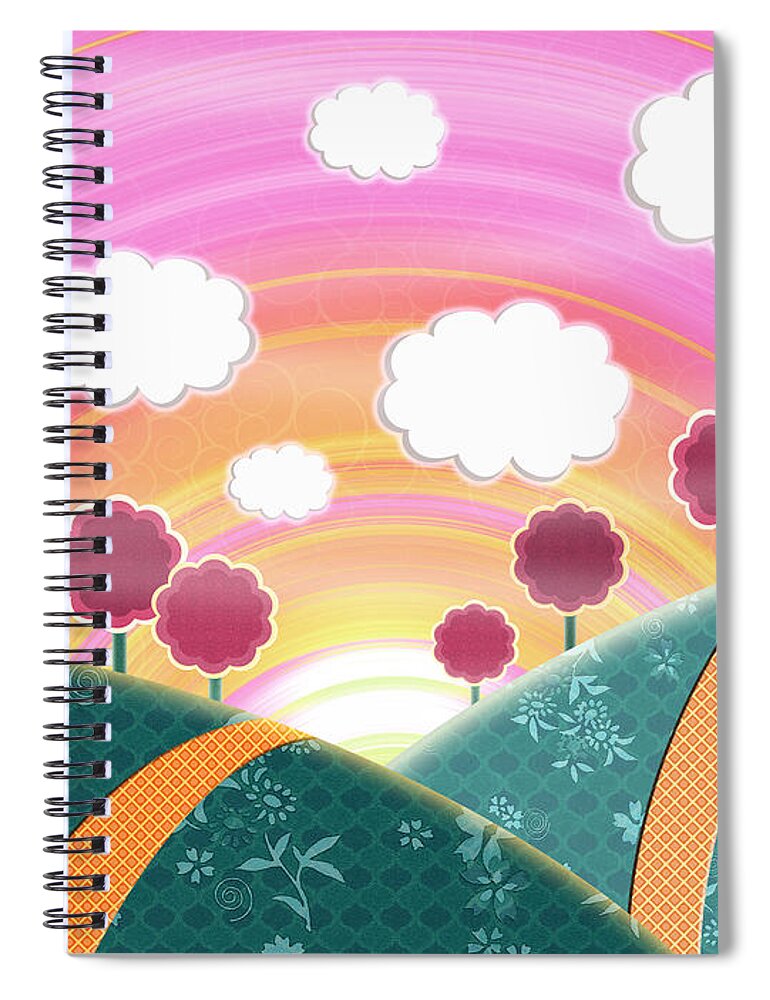 Happy Landscape Spiral Notebook featuring the digital art Cuteness Overload by Shawna Rowe