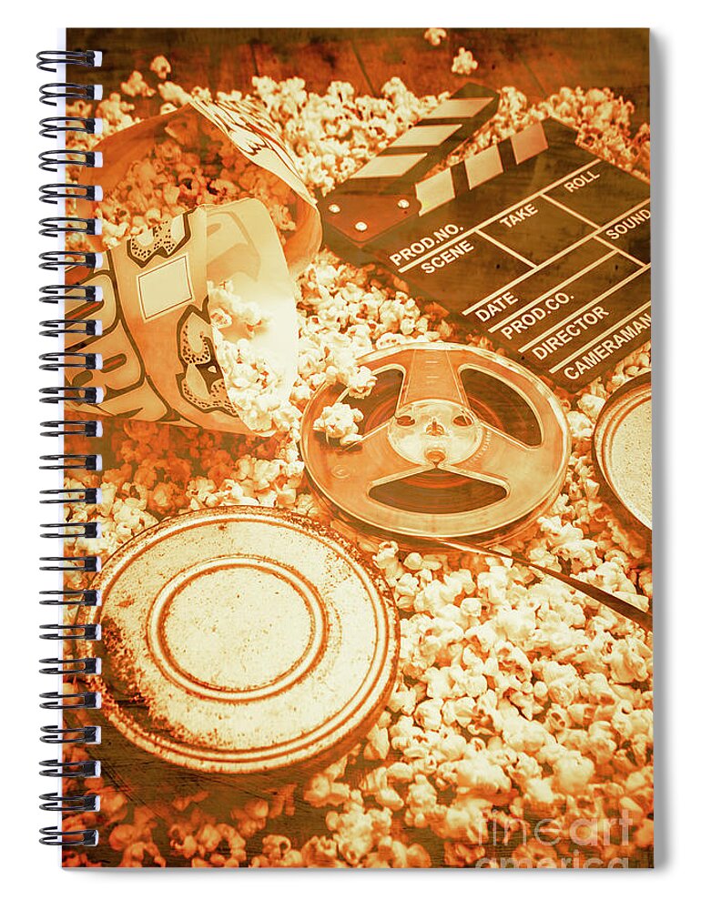 Vintage Spiral Notebook featuring the photograph Cutting a scene of vintage film by Jorgo Photography