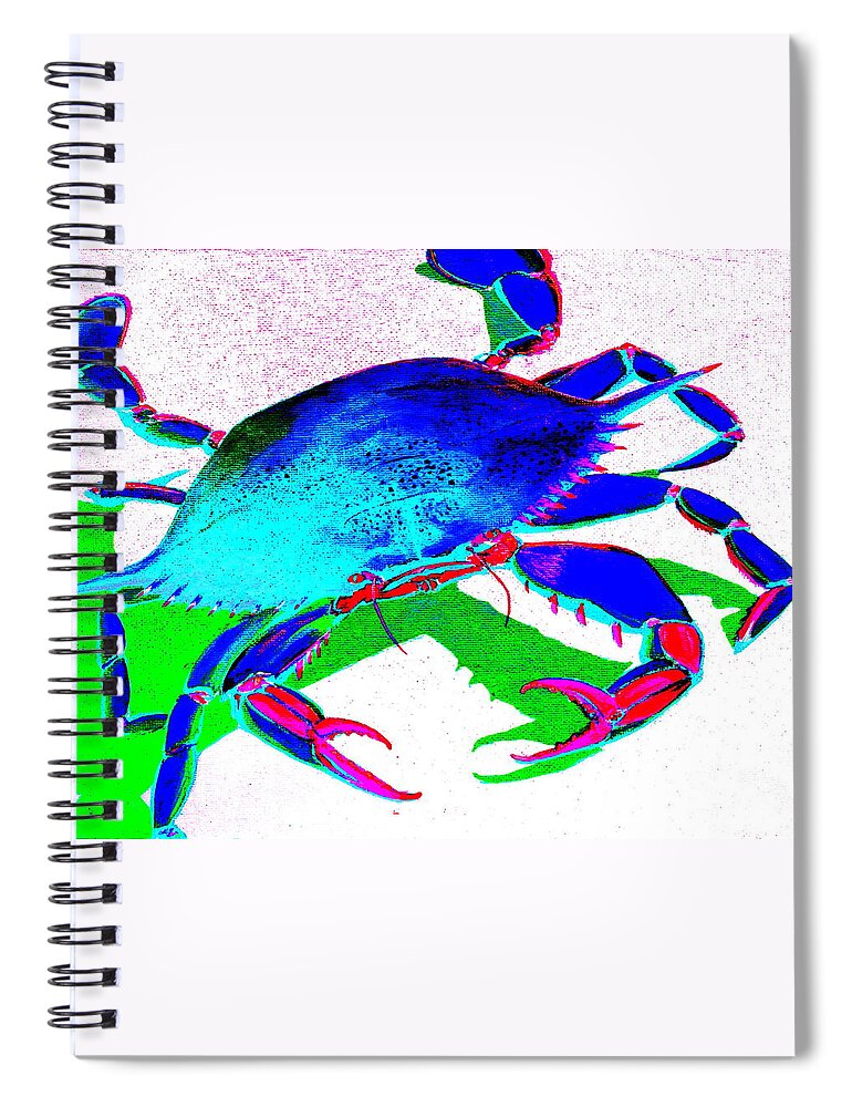 Crab Spiral Notebook featuring the digital art Cyan Crab by Larry Beat