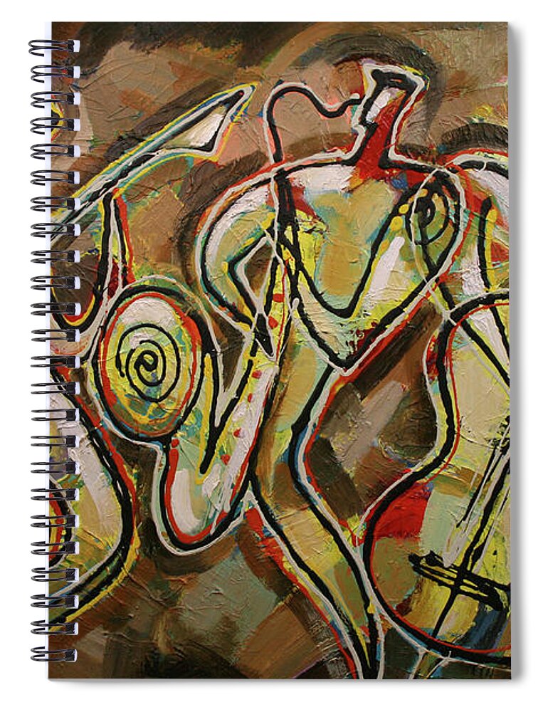 West Coast Jazz Spiral Notebook featuring the painting Cyber Jazz by Leon Zernitsky