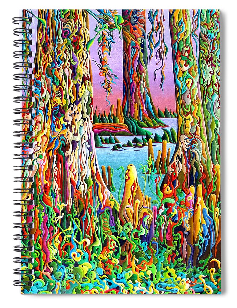 Cypress Spiral Notebook featuring the painting Cypress Spirit Rising by Amy Ferrari