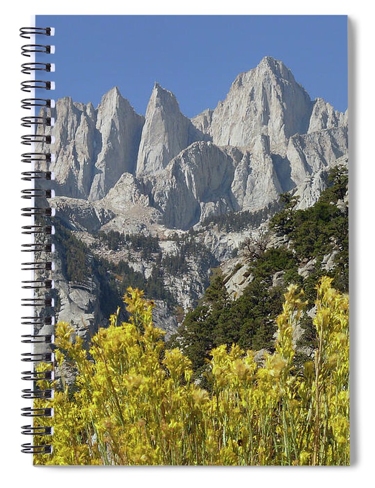 D2m6450 Spiral Notebook featuring the photograph D2M6450 Mt. Whitney and Rabbit Brush by Ed Cooper Photography
