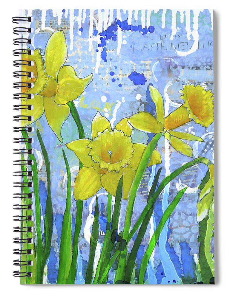 Daffodil Spiral Notebook featuring the painting Daffodil Ding Dongs by Lisa Crisman