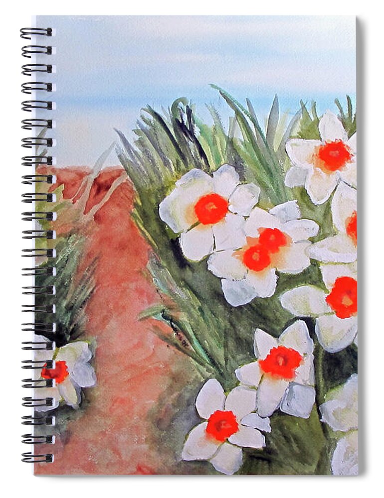 Daffodils Spiral Notebook featuring the painting Daffodils by Sandy McIntire