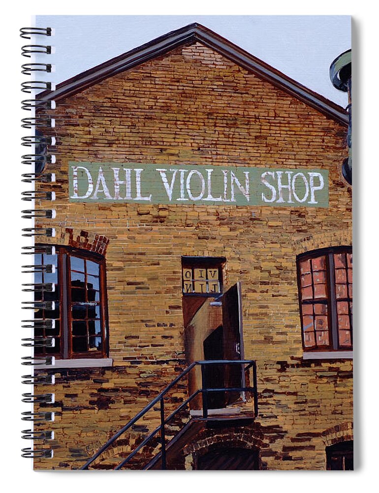 Painting Spiral Notebook featuring the painting Dahl Violin Shop by Craig Morris