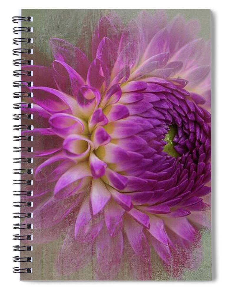 Dahlia Spiral Notebook featuring the mixed media Dahlia Dream by Eva Lechner