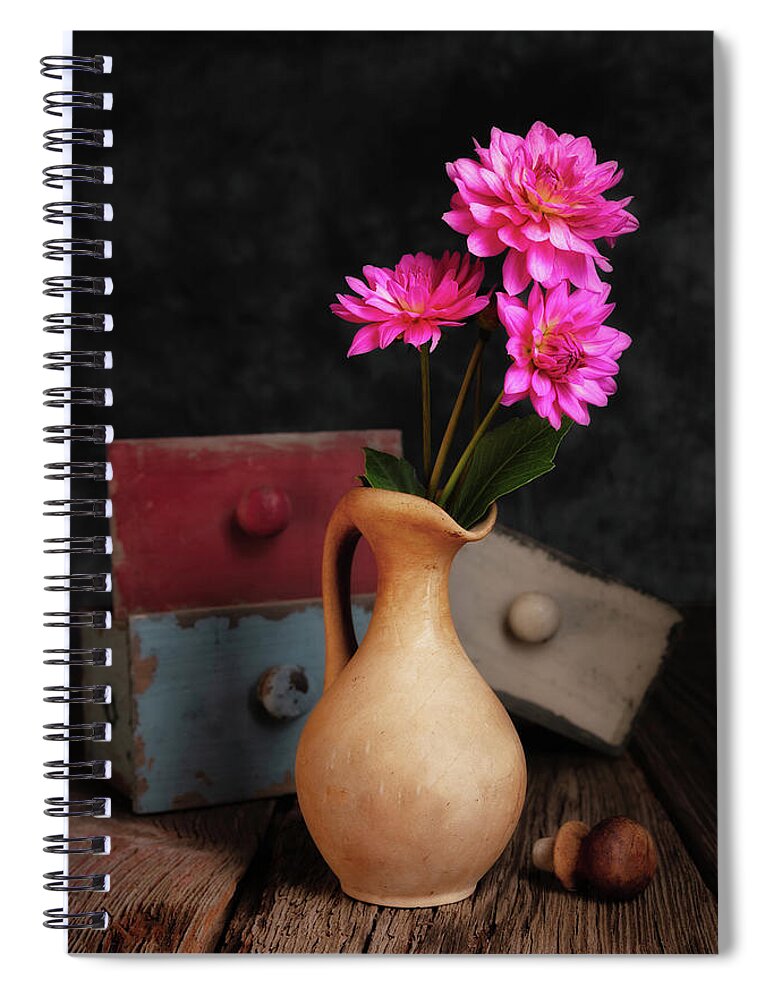 Dahlia Spiral Notebook featuring the photograph Dahlias and Drawers by Tom Mc Nemar
