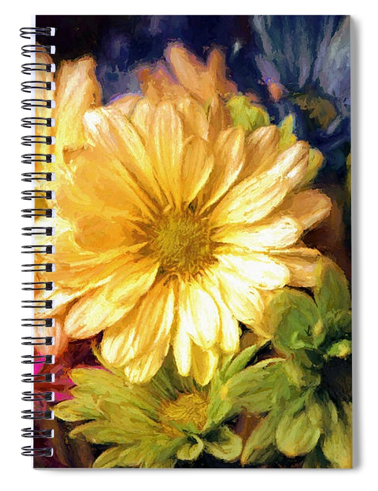Daisy Flowers Spiral Notebook featuring the mixed media Daisy Flower Print by Tina LeCour