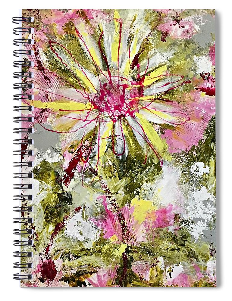Floral Art Spiral Notebook featuring the painting Daisies on Parade no. 1 by Mary Mirabal