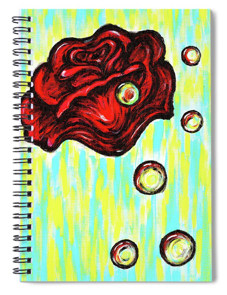 Bubbles Spiral Notebook featuring the painting Dali Rose by Meghan Elizabeth
