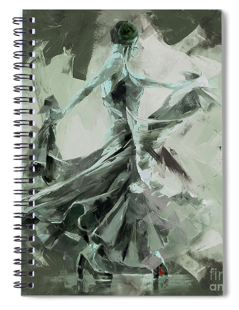 Jazz Spiral Notebook featuring the painting Dance Flamenco Art by Gull G