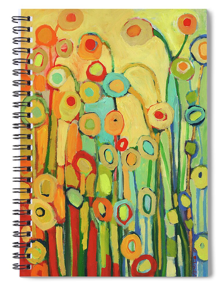 Floral Spiral Notebook featuring the painting Dance of the Flower Pods by Jennifer Lommers