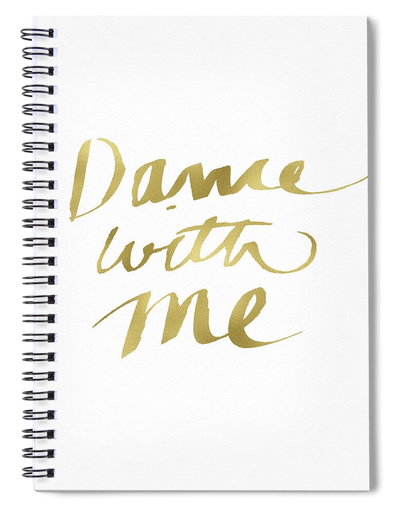 #faaAdWordsBest Spiral Notebook featuring the painting Dance With Me Gold- Art by Linda Woods by Linda Woods