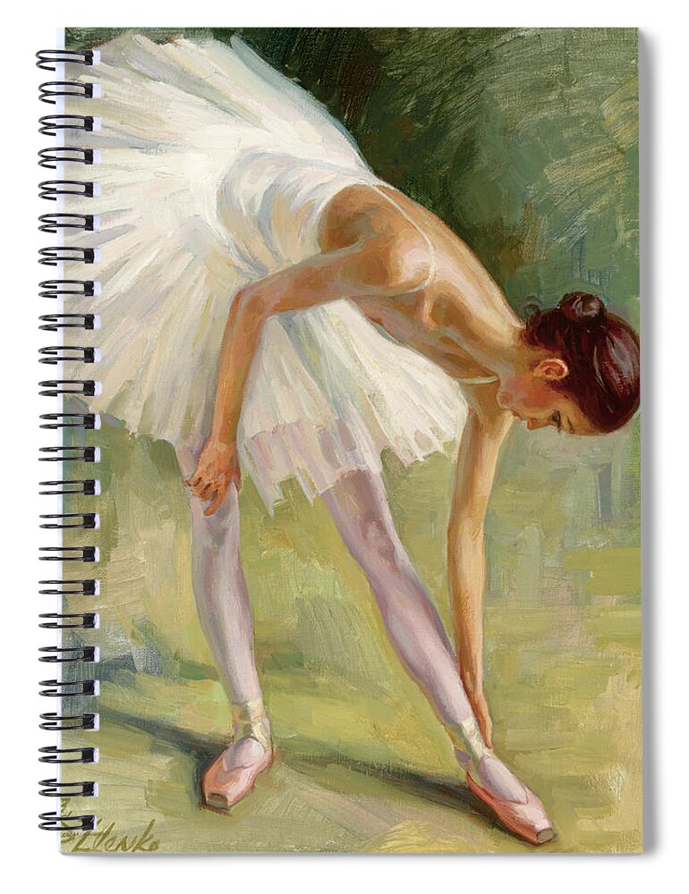 Ballet Spiral Notebook featuring the painting Dancer adjusting her slipper. by Serguei Zlenko