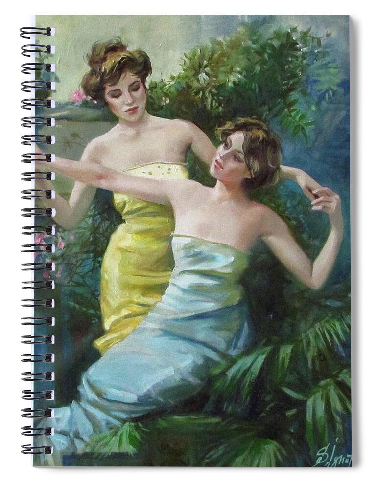 Ignatenko Spiral Notebook featuring the painting Dancing in garden by Sergey Ignatenko