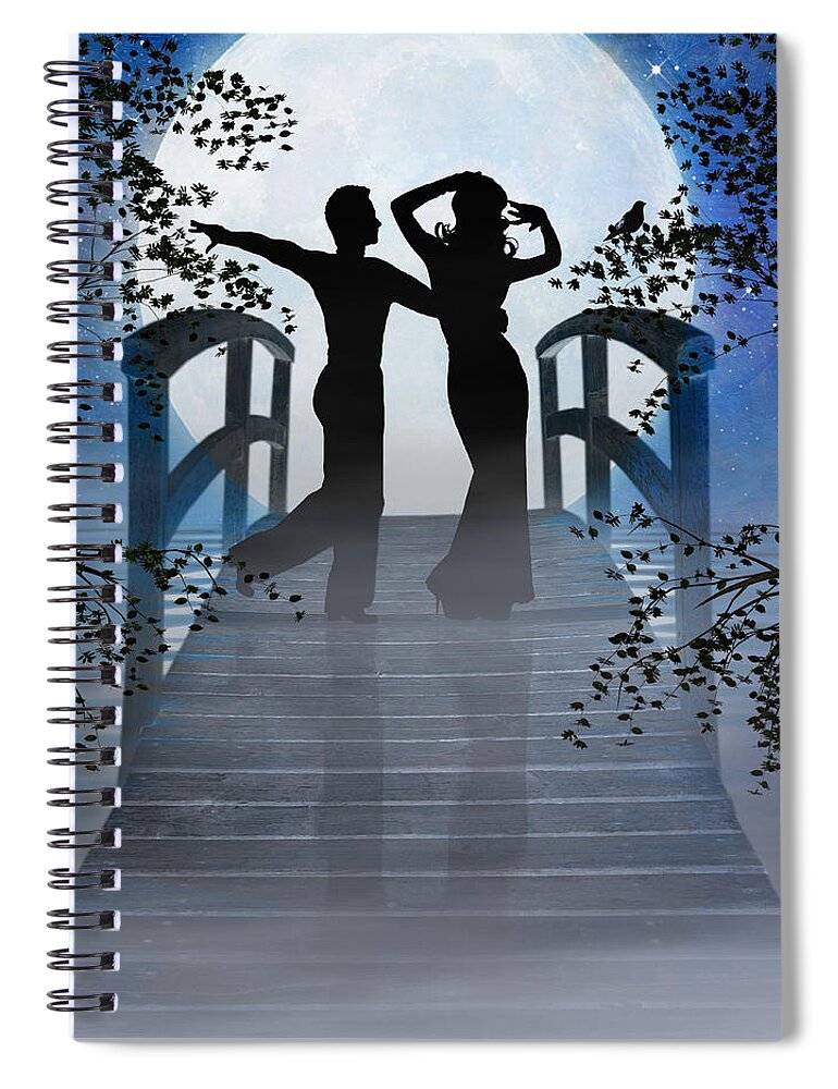 Silhouettes Spiral Notebook featuring the digital art Dancing in the Moonlight by Nina Bradica