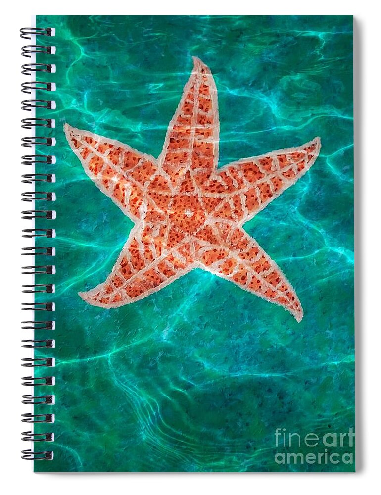 Sea Spiral Notebook featuring the painting Dancing Starfish by Rachel Hannah