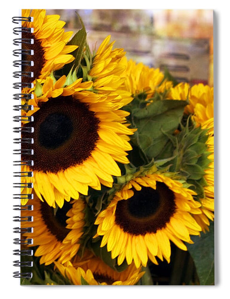 Sunflower Spiral Notebook featuring the photograph Dancing Sunflowers by Madeline Ellis