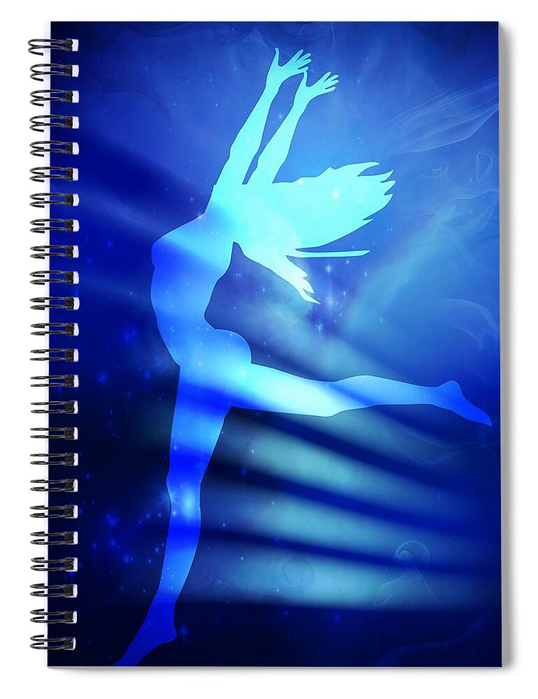 Abstract Spiral Notebook featuring the digital art Dancing Woman by Serena King