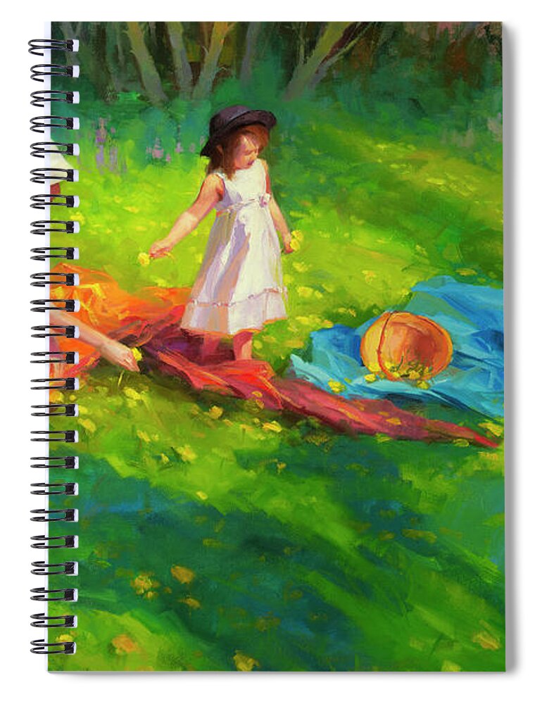 Country Spiral Notebook featuring the painting Dandelions by Steve Henderson