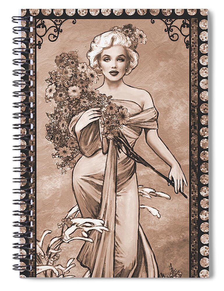 Theo Danella Spiral Notebook featuring the digital art Danella Students 1 sepia by Theo Danella