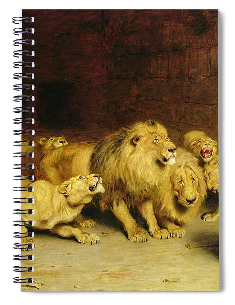 #faatoppicks Spiral Notebook featuring the painting Daniel in the Lions Den by Briton Riviere