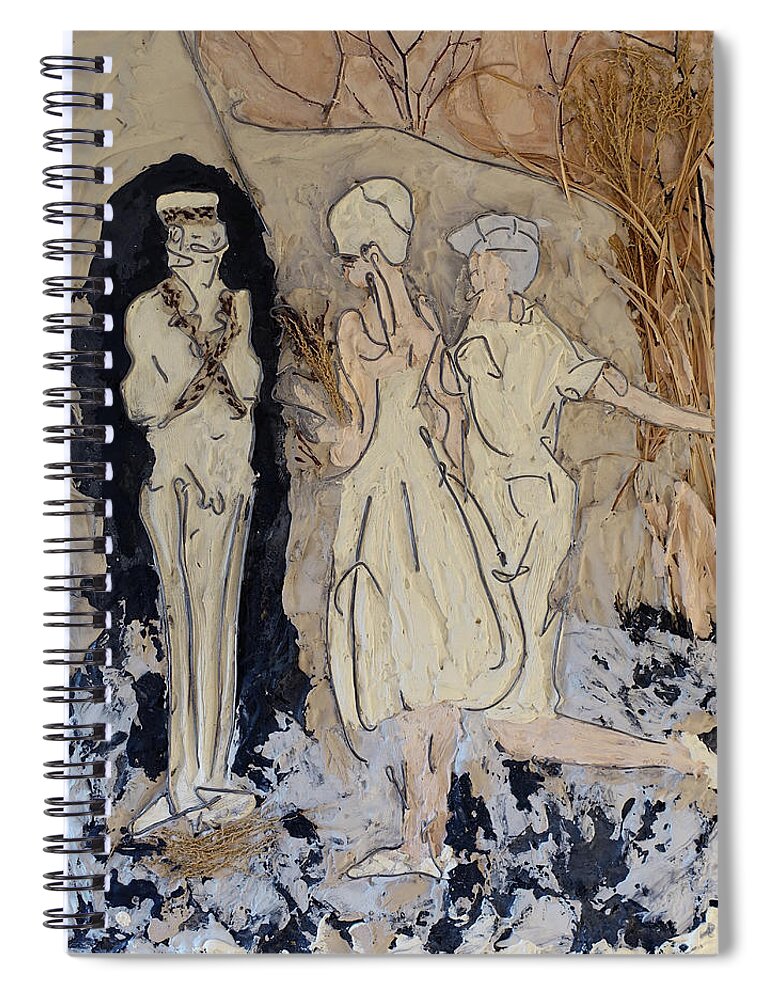 Daphnis Spiral Notebook featuring the painting Daphnis and Chloe vow their love before Pan by Peregrine Roskilly