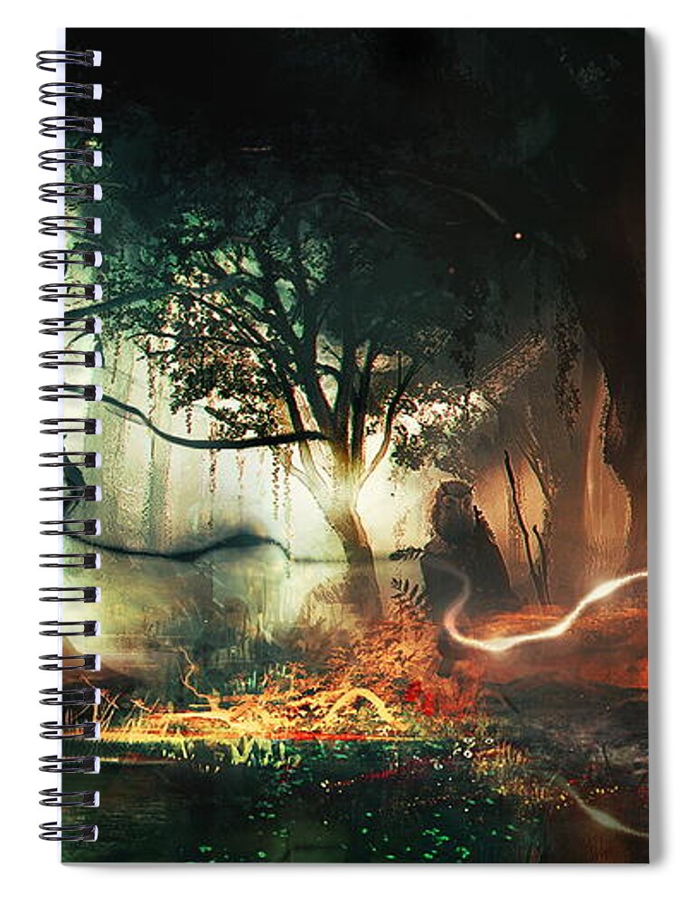 Dark Spiral Notebook featuring the digital art Dark by Maye Loeser