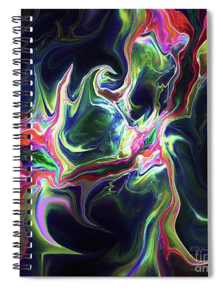 Fractal Spiral Notebook featuring the digital art Dark To Light by Deborah Benoit
