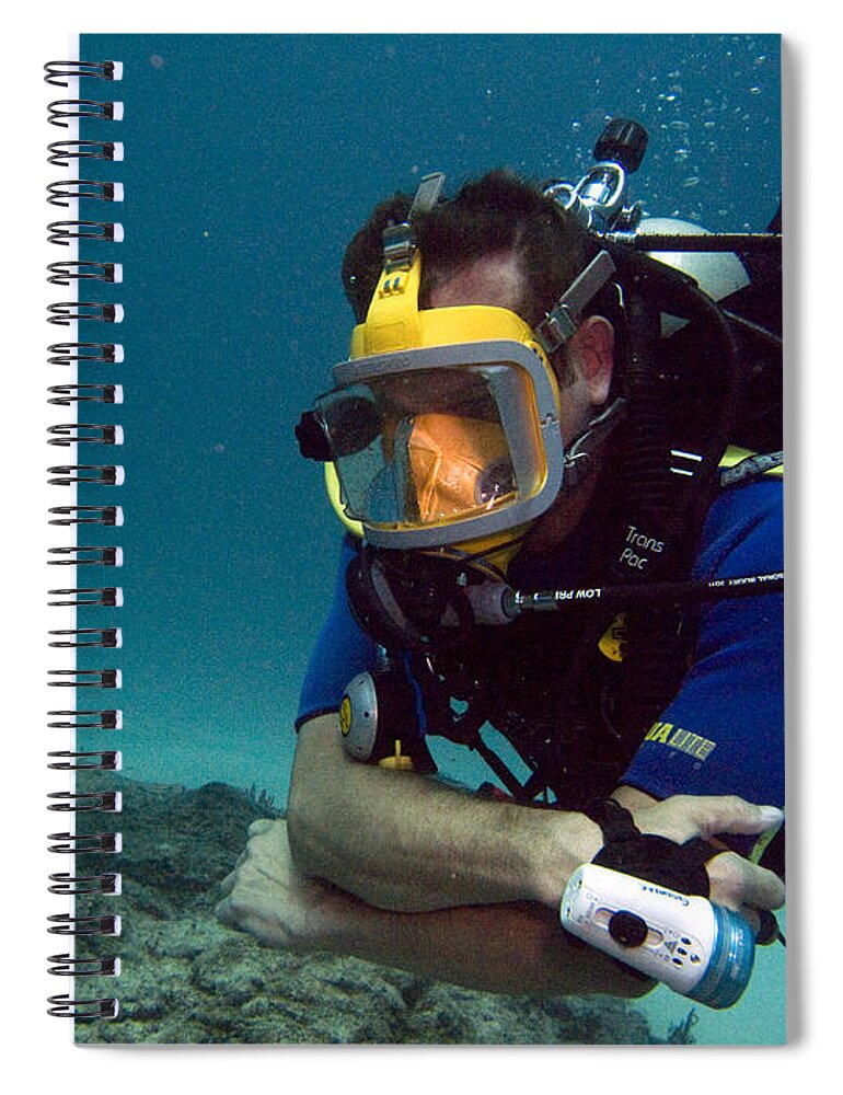 Scuba Spiral Notebook featuring the photograph Dave in the Mask by Matt Swinden