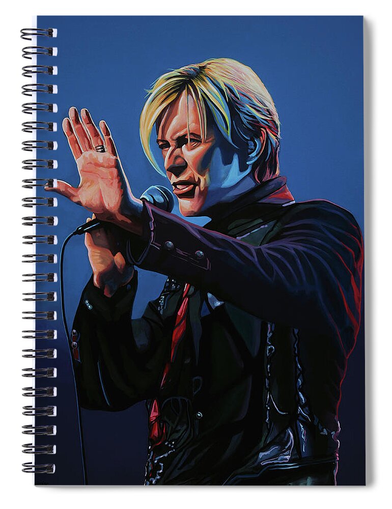 David Bowie Spiral Notebook featuring the painting David Bowie Live Painting by Paul Meijering
