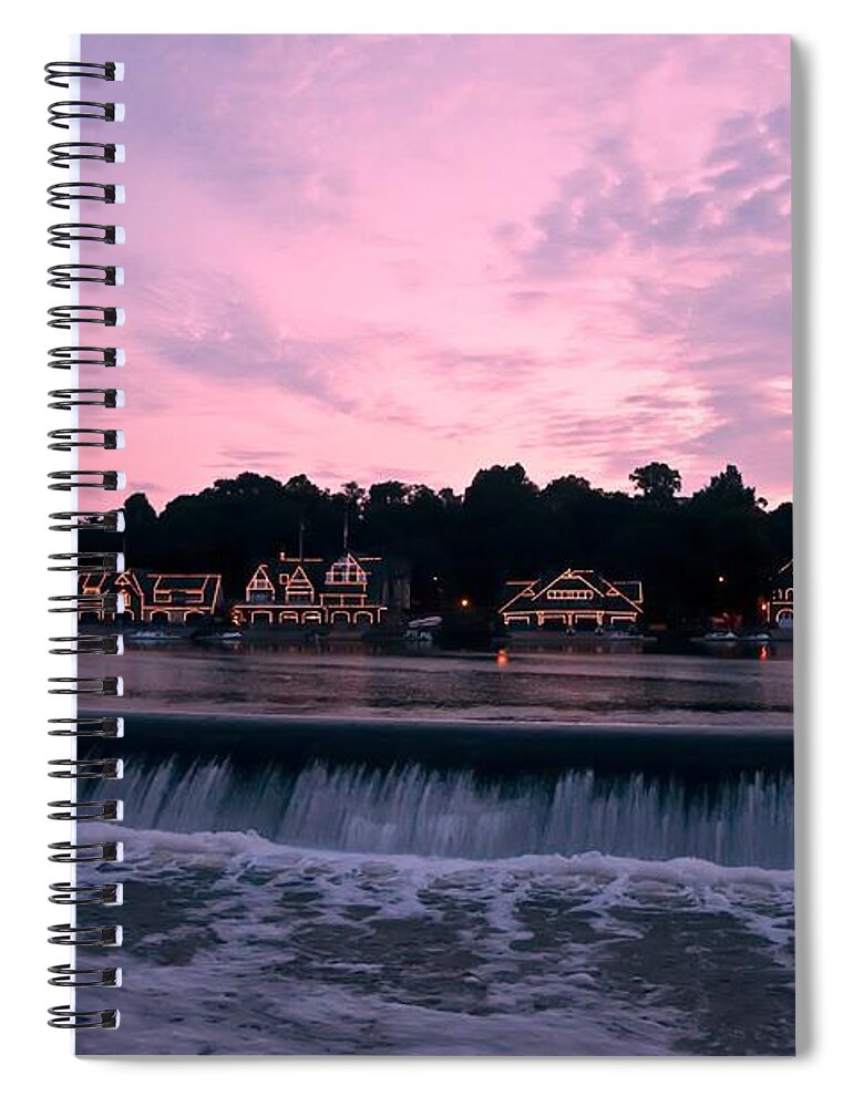 Dawn At Boathouse Row Spiral Notebook featuring the photograph Dawn at Boathouse Row by Bill Cannon