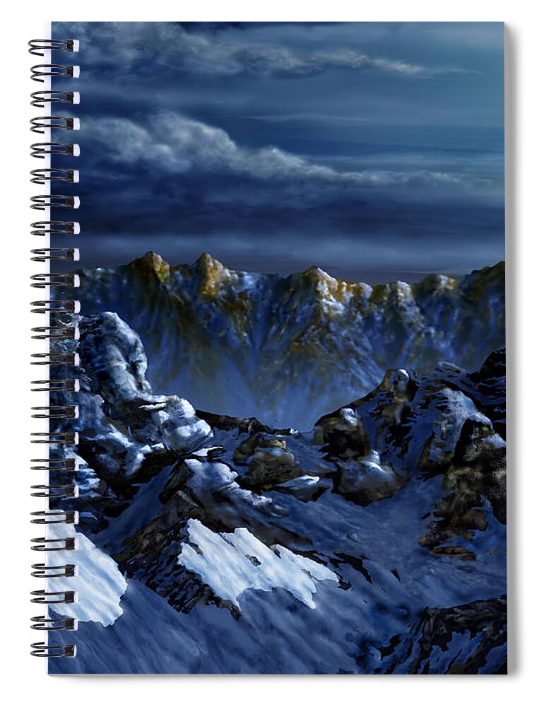 Digital Landscape Spiral Notebook featuring the digital art Dawn at Eagle's Peak by Curtiss Shaffer