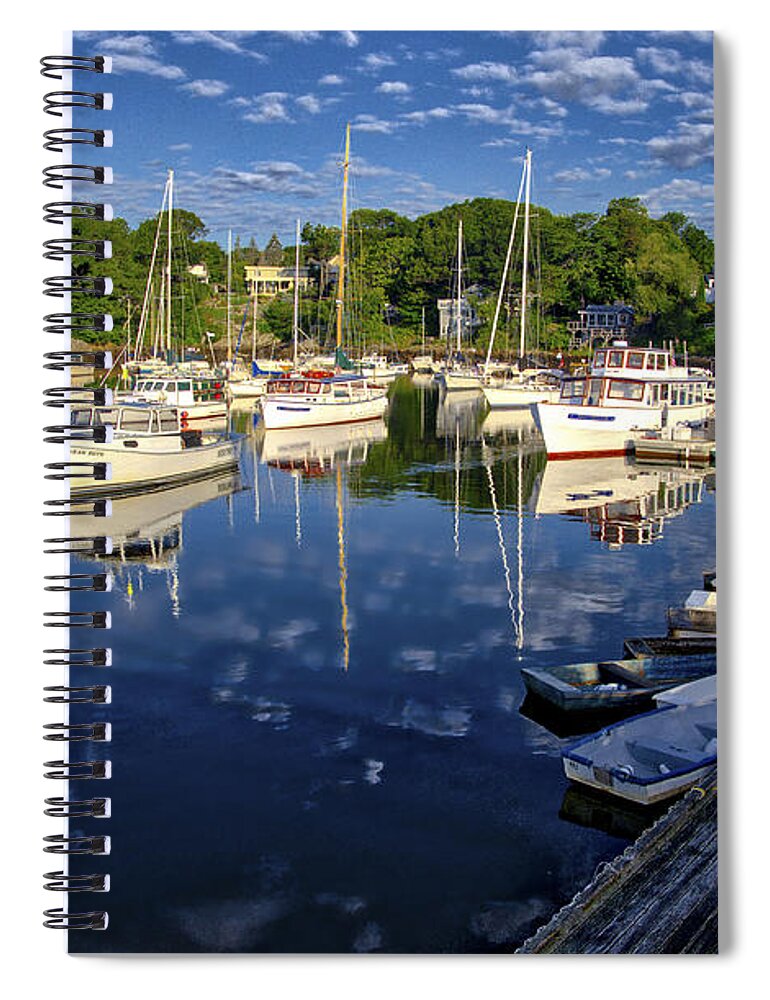 Boat Spiral Notebook featuring the photograph Dawn at Perkins Cove - Maine by Steven Ralser
