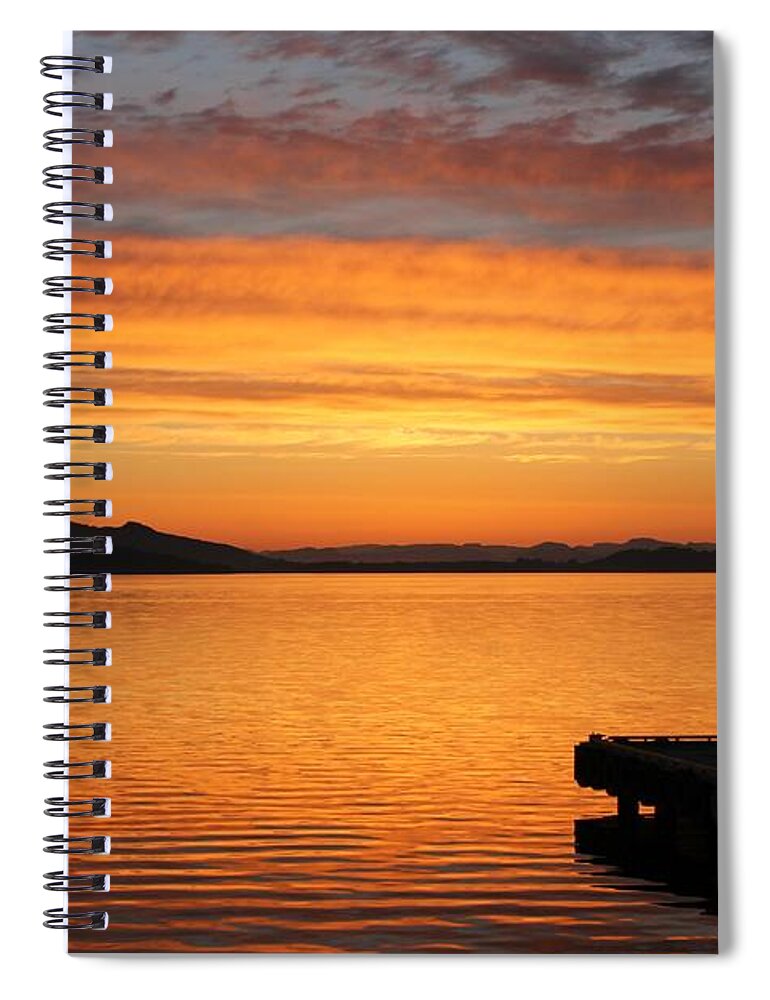 Dawn Spiral Notebook featuring the photograph Dawn in the Sky at Dusavik by Charles and Melisa Morrison