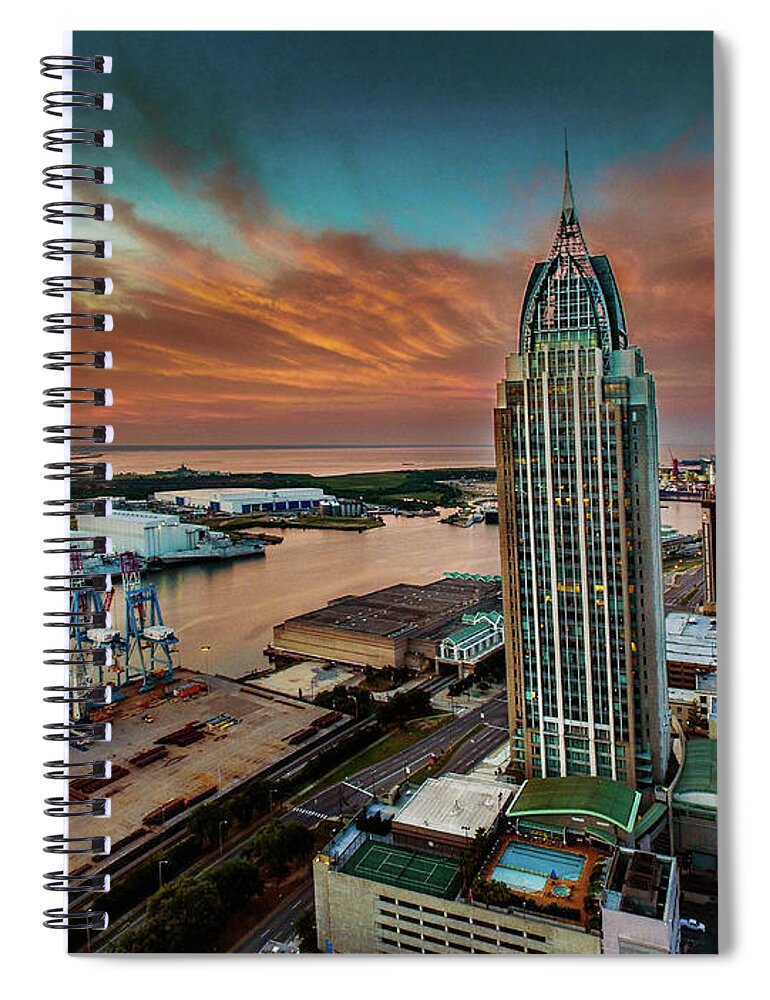 Mobile Spiral Notebook featuring the photograph Dawn Over Mobile River by Michael Thomas