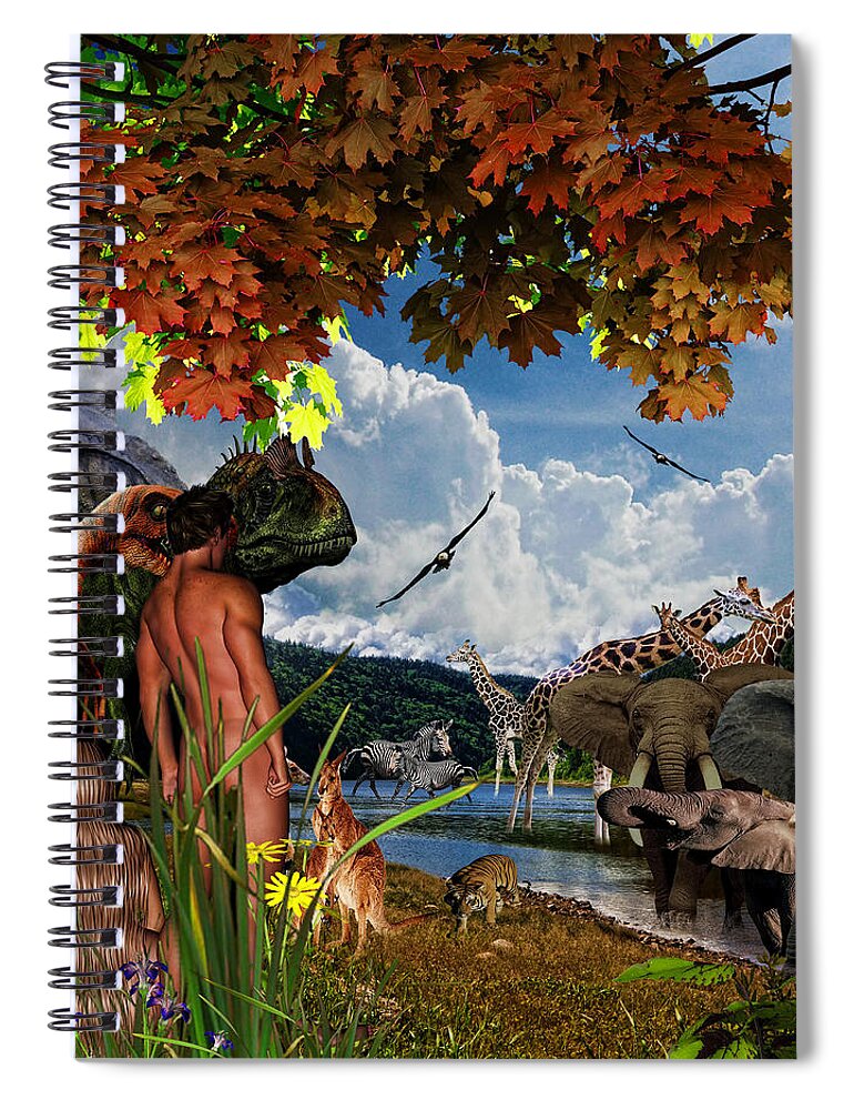 God's Creation Spiral Notebook featuring the digital art Day 6 II by Lourry Legarde