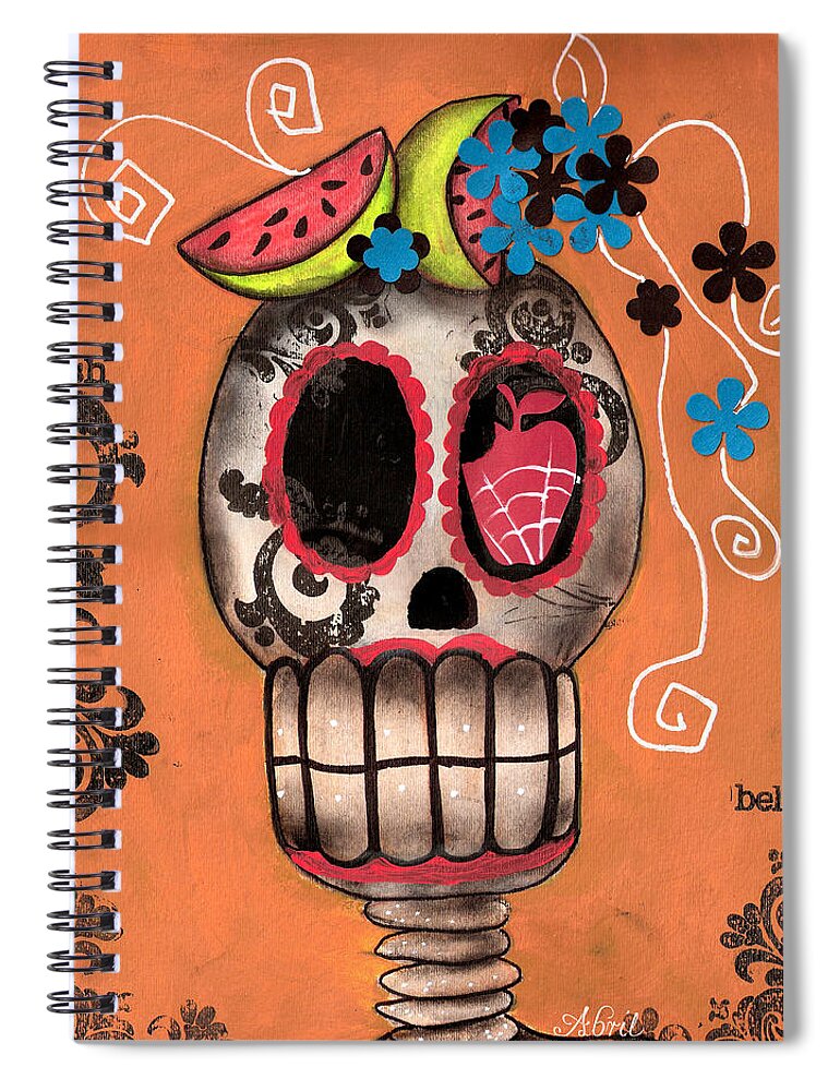 Day Of The Dead Spiral Notebook featuring the painting Day of the Dead Watermelon by Abril Andrade