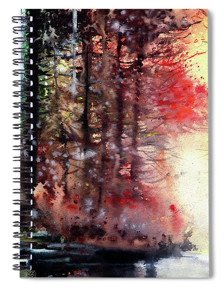 Nature Spiral Notebook featuring the painting Daybreak 2 by Anil Nene