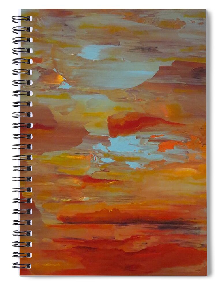Abstract Spiral Notebook featuring the painting Days End by Soraya Silvestri