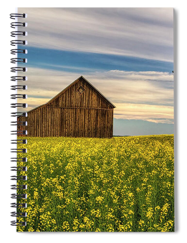 Canola Spiral Notebook featuring the photograph Dazzling Canola in Bloom by Mark Kiver